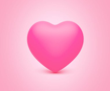 Pembe arka planda 3D pembe kalp. kalp ikonu, 3D illüstrasyonu sever ve sever.