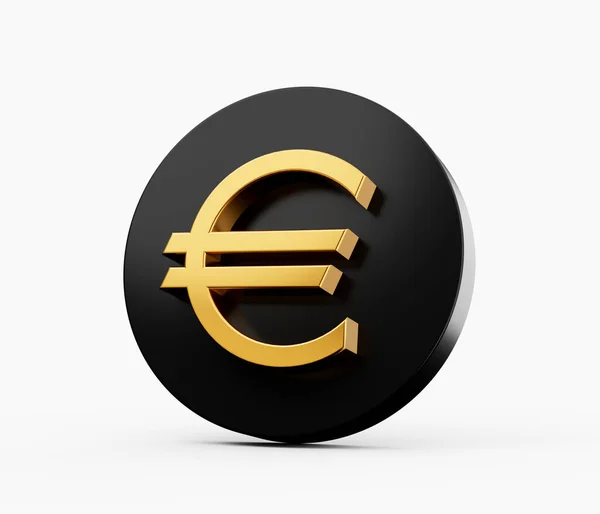Oro Euro Icona Nero Illustrazione — Foto Stock