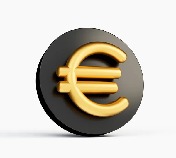 Gold Euro Currency Money Icon Sign Symbol Black Circle Business — Stock Photo, Image