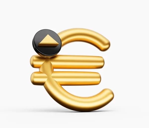 Arany Euro Ikon Nyíl Fel Elszigetelt Fehér Gazdaság Pénzügy Pénz — Stock Fotó