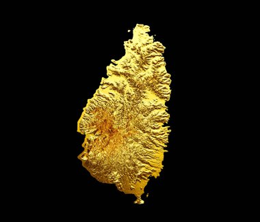 Saint Lucia Haritası Altın Metal Renk Haritası 3D Görüntü Arkaplanı
