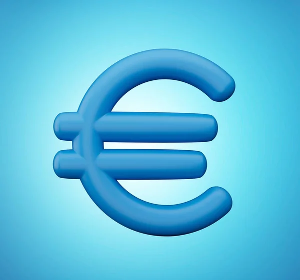 Kék Euro Jel Elszigetelt Kék Háttér Illusztráció — Stock Fotó
