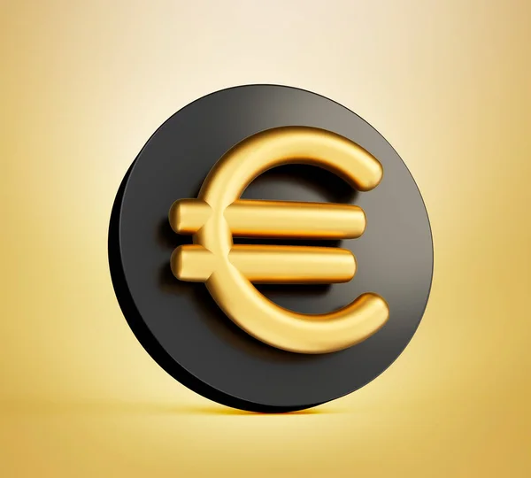 Euro Eur Simbolo Dorato Sull Icona Nera Illustrazione — Foto Stock