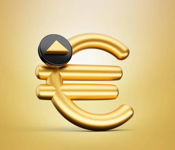 Euro Simbolo Della Moneta Europea Oro Con Freccia Nera Alto — Foto Stock