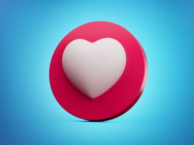 Pembe ve beyaz kalp ikonu. 3D tasarım kalp sembolü aşk. 3d illüstrasyon