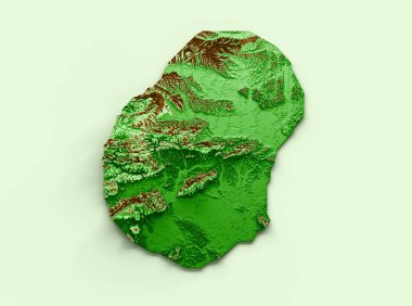 Nauru Topografik Harita 3d gerçekçi Harita Renk 3d illüstrasyon