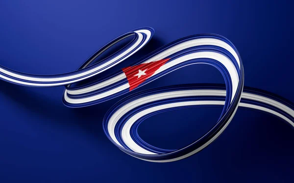 Kuba Eller Kubanska Flagga Vågigt Abstrakt Band Bakgrund Illustration — Stockfoto
