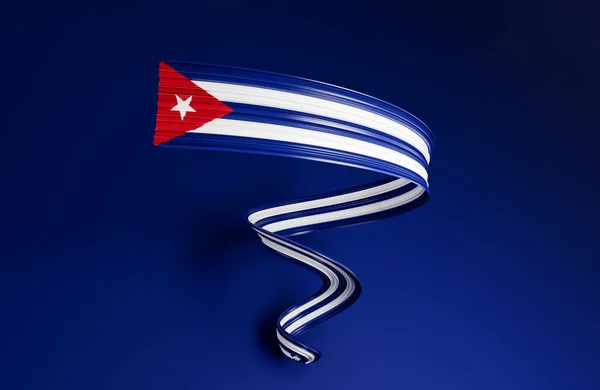 带有古巴国旗螺旋或扭曲独立日的飘扬彩带或横幅 — 图库照片