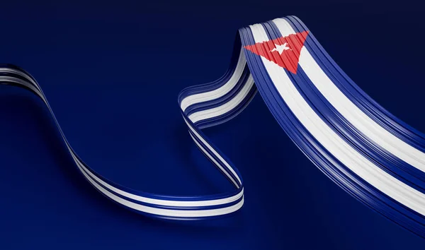 Cuba Cuban Flag Wavy Abstract Ribbon Background Illustration — Stock Photo, Image