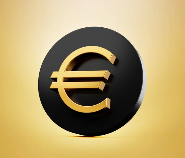 Euro Eur Simbolo Dorato Sull Icona Nera Illustrazione — Foto Stock