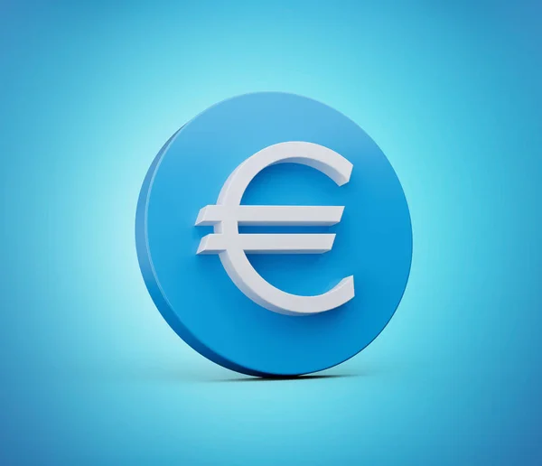Kék Fehér Euro Jel Elszigetelt Háttérben Illusztráció — Stock Fotó