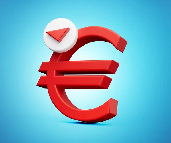 Piros Euro Jel Lefelé Nyíl Elszigetelt Fehér Háttér Illusztráció — Stock Fotó