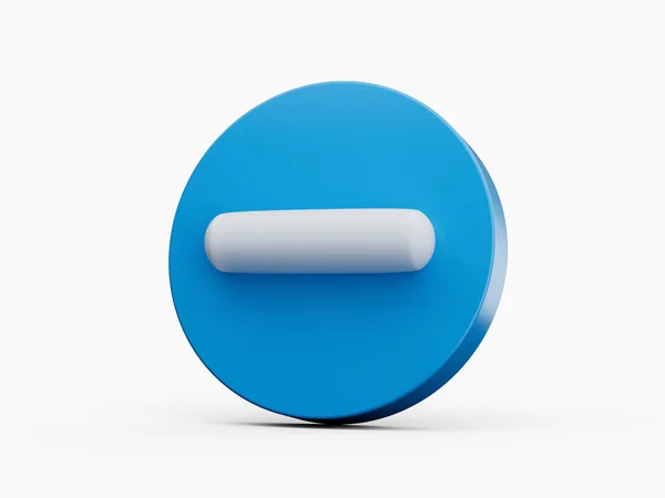 在白色背景3D图上孤立的蓝色按钮圆形上省略3D图标 — 图库照片
