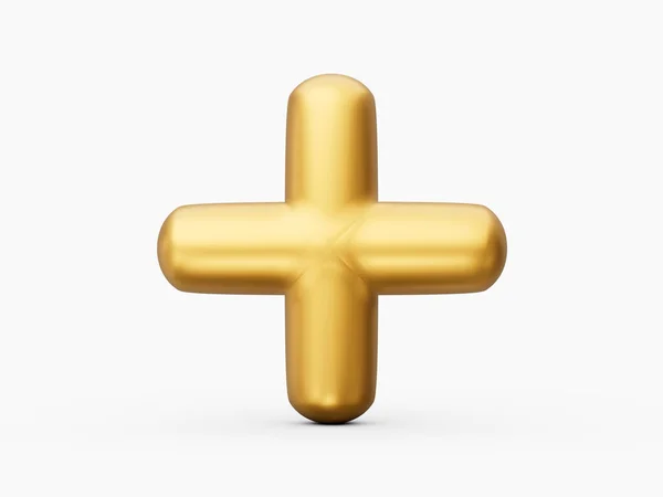 白を基調としたゴールデンプラス記号の分離 3Dイラスト — ストック写真