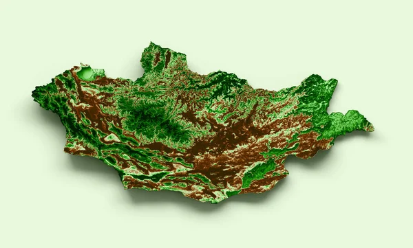 モンゴル地図3Dリアルな地図カラー3Dイラスト — ストック写真