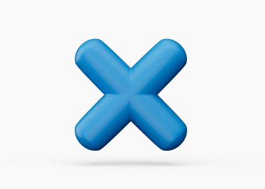 Mavi Çoklu Matematik Sembolü. Beyaz arkaplanda 3B Görüntü