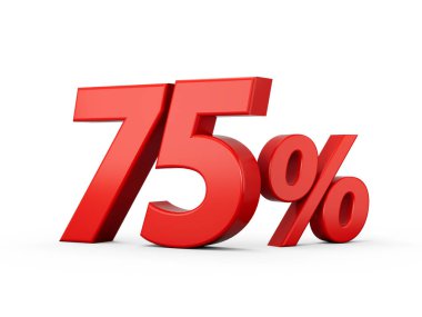 3d Kırmızı% 75 Beyaz Arkaplan 3d illüstrasyon üzerinde% 75 İşaret