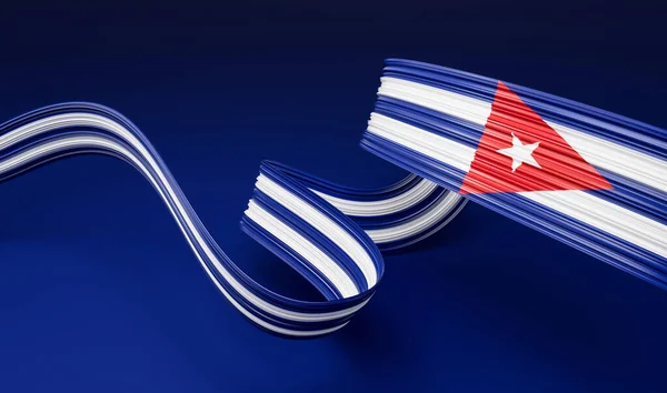 Cuba Cuban Flag Wavy Abstract Ribbon Background Illustration — Stock Photo, Image