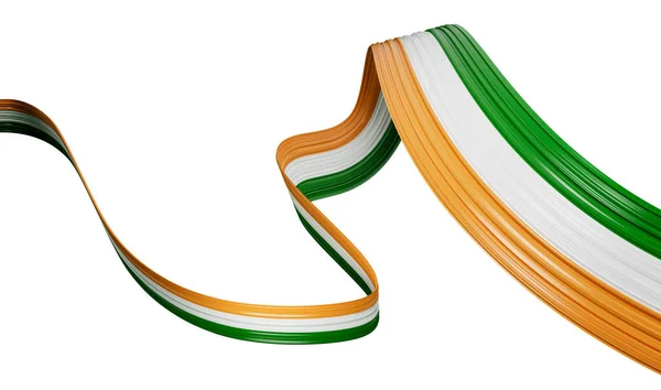 飘扬的印度丝带旗3D插图 — 图库照片