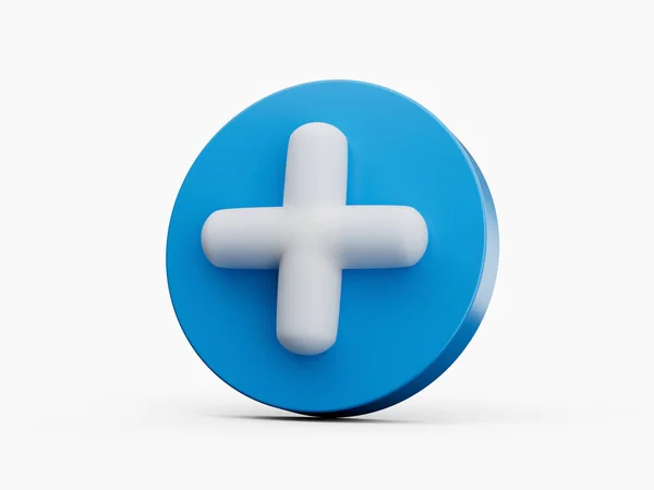 蓝色圆上的白色加图标3D插图 — 图库照片