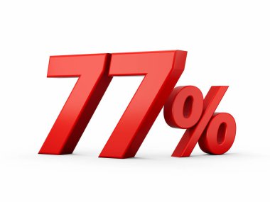 3d Kırmızı% 77 Beyaz Arkaplan 3d illüstrasyon üzerinde% 77 İşaret