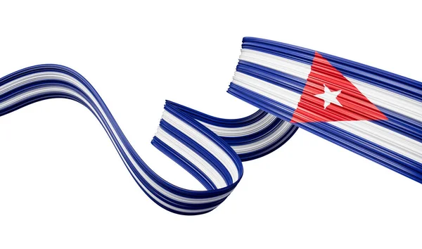 Kuba Vagy Kubai Zászló Hullámos Absztrakt Szalag Háttér Illusztráció — Stock Fotó