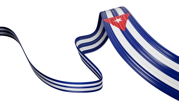 キューバまたはキューバの旗波状の抽象的なリボンの背景 3Dイラスト — ストック写真