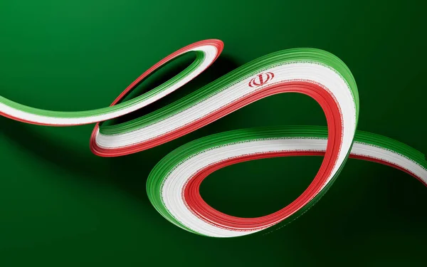 Cinta Ondeando Con Bandera Irán Bandera Del Día Independencia Ilustración — Foto de Stock