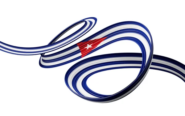 古巴或古巴国旗波浪形抽象丝带背景 3D说明 — 图库照片