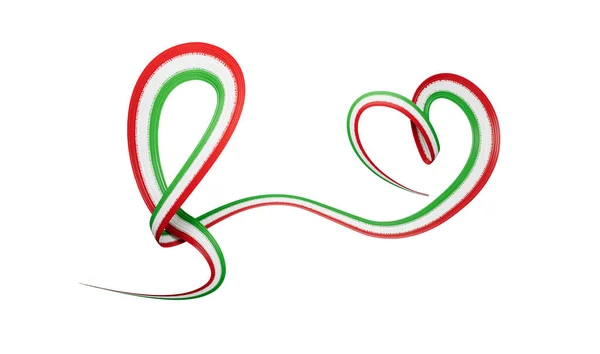 Stock image Iran flag Abstract green white red heart ribbon flag 3d illustration