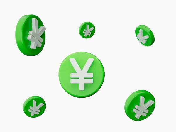 Yen Symbole Fliegen Auf Weißem Hintergrund Illustration — Stockfoto