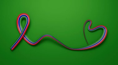 Gambiya bayrağı şeklinde kurdele. 3d illüstrasyon