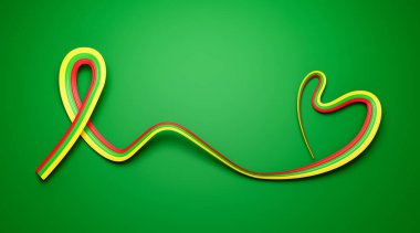 Myanmar 'ın ulusal bayrağı kalp şeklinde 3D illüstrasyon