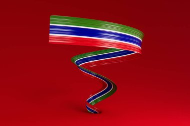 Gambiya bayrağı sallayan ya da bayrak sallayan. Bağımsızlık Günü 3D illüstrasyon