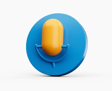 İzole edilmiş beyaz arka planda mikrofon 3d modern tarz. Gerçekçi bir ikon. 3d illüstrasyon