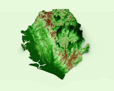 Sierra Leone Topografik Haritası 3d gerçekçi harita Renk 3d illüstrasyon