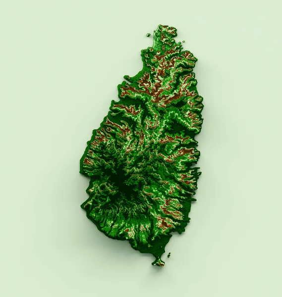 Saint Lucia Topographic Map 3d realistic map Color 3d illustration