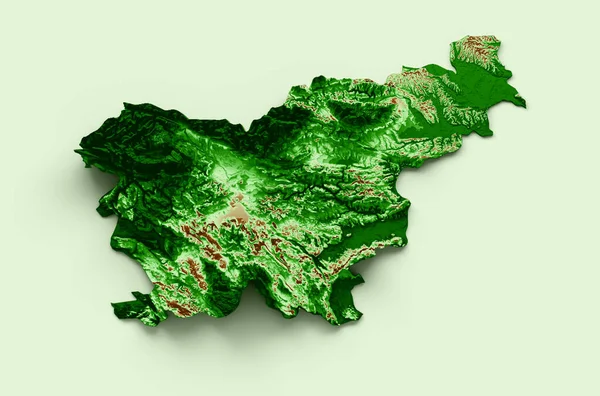 Slovenya Topografik Haritası 3d gerçekçi harita Renkli 3d illüstrasyon