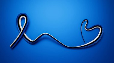 Estonya Bayrak Kalbi ikonu. Estonya kurdele amblemi. Taşra aşkı sembolü. İzole edilmiş 3d illüstrasyon