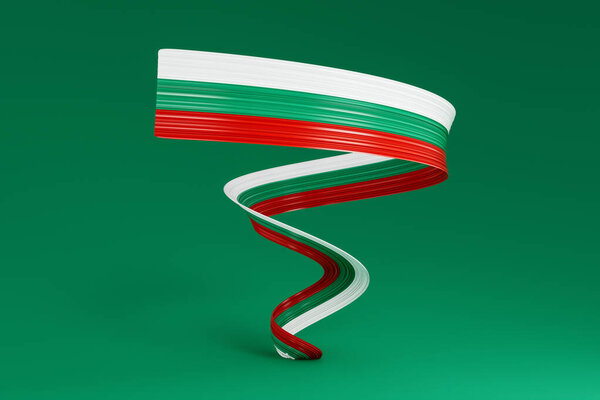 Bulgaria flag, 3d illustration on a Green background