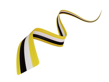 Brunei Ulusal Bayrağı soyut kurdele yaratıcı tasarım 3D illüstrasyon