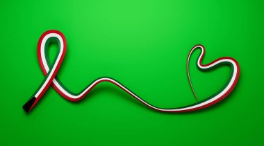 Kuwaiti flag stripe ribbon on white background. 3d illustration.
