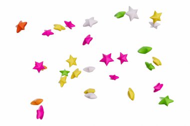 Beyaz arka planda yıldız şekilli jöle şekeri. 3d illüstrasyon