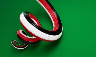 Syria flag ribbon isolated on green background 3d illustration