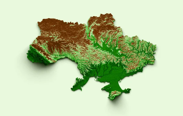 Ukrayna Topografik Haritası 3d gerçekçi harita Renk 3d illüstrasyon