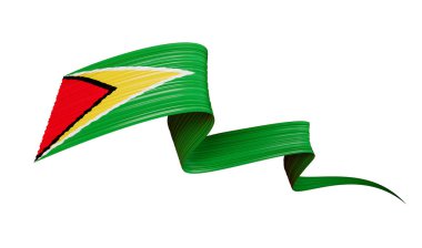 3d Flag Of Guyana Country, 3d Wavy Shiny Ribbon Isolated On White Background, 3d illustration