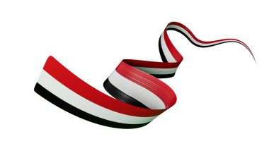 3d Flag of Syria Country, 3d Glossy Wavy Ribbon Flag of Syria On White Background, 3d illustration