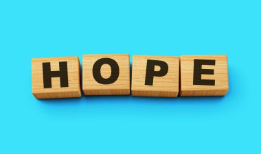 Wooden blocks Hope word concept isolated background 3d illustration