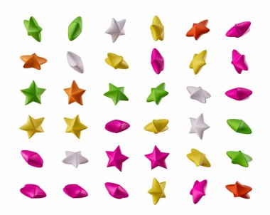 3d colorful star shape candies, Multicolor sugar candies on white background, 3d illustration