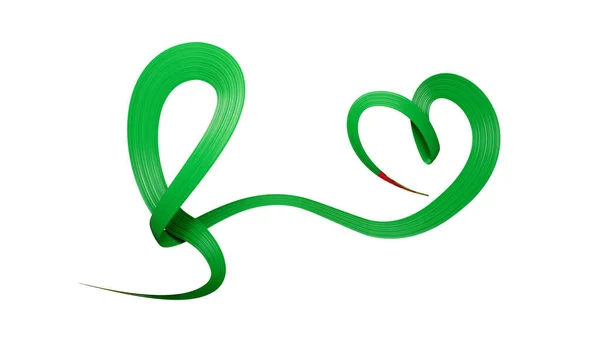 Σημαία Της Γουιάνας Σχήμα Καρδιάς Γυαλιστερή Κυματιστή Κορδέλα Ευαισθητοποίησης Λευκό — Φωτογραφία Αρχείου